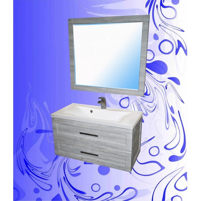 Комплект мебели для ванны 90 см с выдвижным ящиком Адель, дуб винтаж грей, Андария