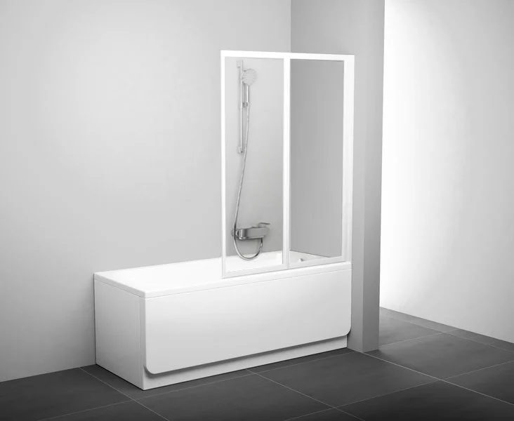 Шторка на ванну Ravak VS2 105 Transparent, профиль белый, размеры 104,5х140 см