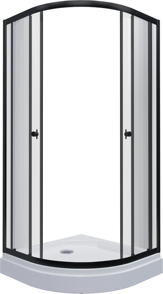 Душевой уголок Triton Альфа-Блэк 100x100 см, с средним поддоном, профиль черный, стекло прозрачное, Щ0000054222