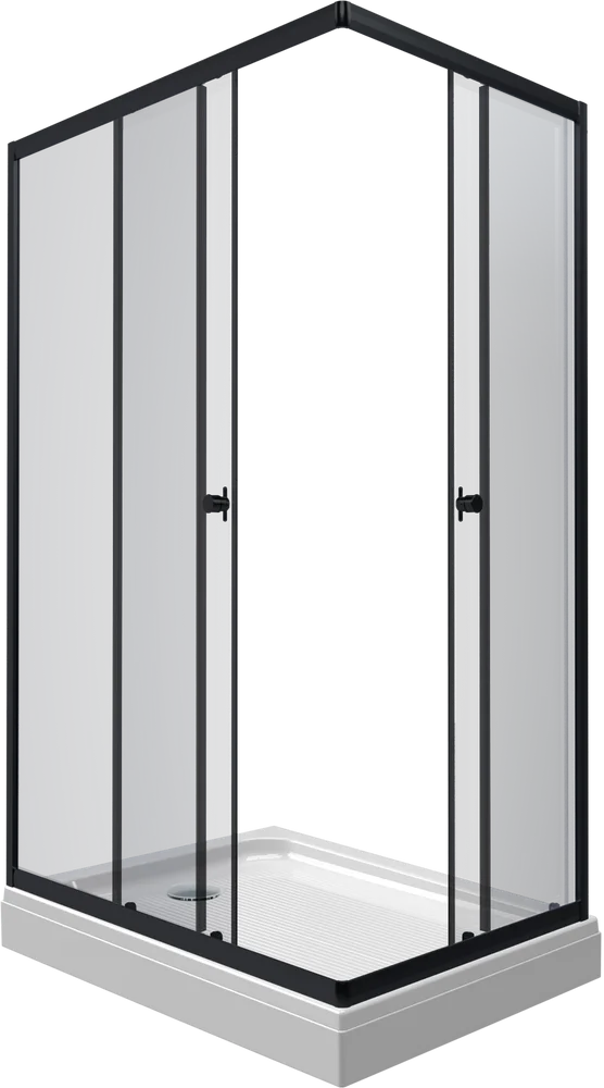 Душевой уголок Тритон Вента-Блэк 120х80 см с средним поддоном, профиль черный матовый, стекло прозрачное, Щ0000054464