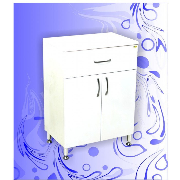 Белый комод шириной 60 см с 1 выдвижным ящиком и дверцами, №1, Андария