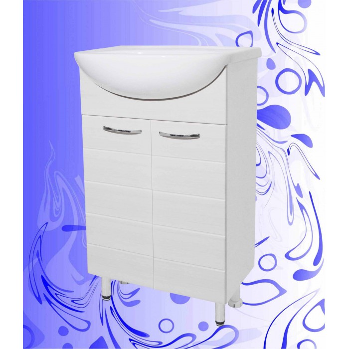 Тумба для ванной комнаты напольная белая, ширина 42.4 см, №24, раковина Уют 45 ширина 46 см, Андария